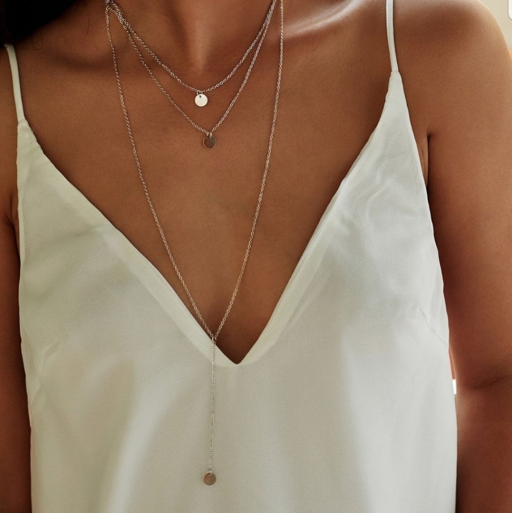 💎[3 for $15]💎 Triple Layer Disc Necklace - Picture 4 of 5